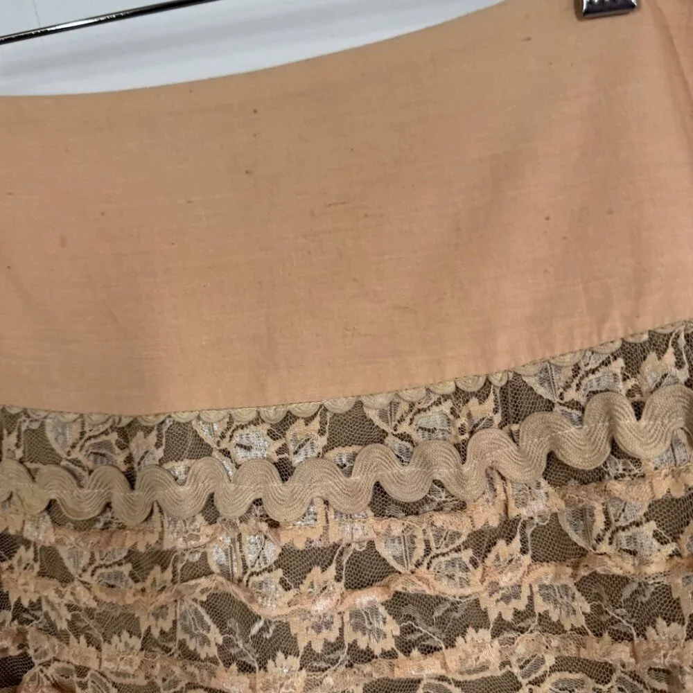 Camelot Italy Peach Lace Tiered Midi Skirt Size S Boho Romantic Cottagecore